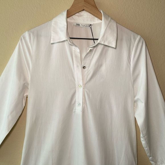 Zara White Linen Pleated Dresss - Picture 4 of 14